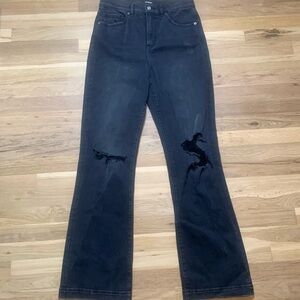 Express ‘90s Boot Cut High Rise Distressed Black Denim Jeans Women’s 6R